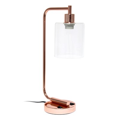 Creekwood Home Vintage Vantage 18.8" Minimalist Industrial Curved Arm Desk Lamp, Rose Gold (CWD-1018-RG)