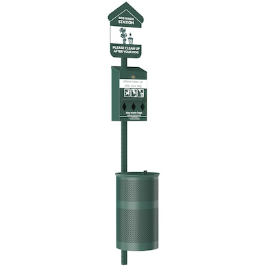 Furloo Steel Outdoor Pet Waste Station Kit with Roll Bag Dispenser, 11.5 Gallon, Green (FLO1R-S-G)