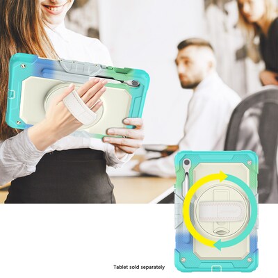 SaharaCase Raider Series Heavy Duty Case with Hand Strap for Galaxy Tab S10 Lite (2025),Tab S10 FE/S9/S9 FE, Iridescent Blue