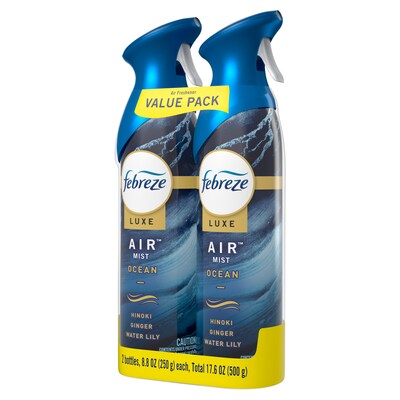 Febreze Air Freshener Aerosol, Ocean Scent, 8.8 oz., 2/Pack (48312)