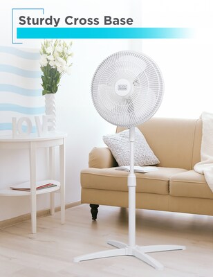 Black & Decker 16 Oscillating Pedestal Fan, 3-Speed, White (BFP16MXW)