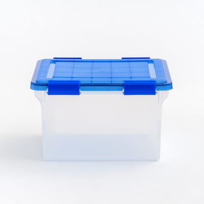 Iris 32 Quart Element Resistant Ultimate Clear Plastic Latching Storage Bin, Clear (500205)