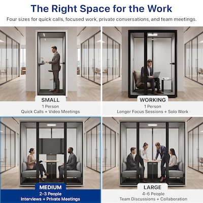 Uncaged Ergonomics Modular Acoustic Office Pod with Ventilation, Lighting and Power, Medium, Black (POD-M-Black)