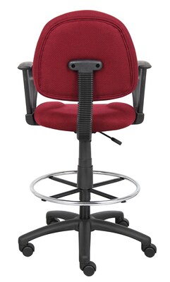 Boss Deluxe Posture Fabric Drafting Stool with Swivel Base, Burgundy (B1617-BY)