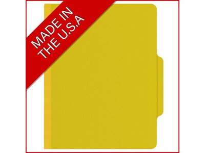 Medical Arts Press Pressboard Classification Folder, 1 Divider, 2" Expansion, Letter Size, Yellow, 10/Box (DV-T42-14-3YLW)