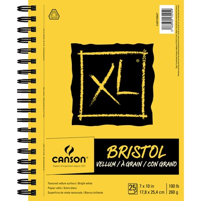 Canson XL Series 7 x 10 Wire Bound Bristol Sketch Pad, 25 Sheets/Pad, 2/Bundle (MCXC400100867-2)