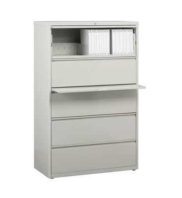 Lorell Fortress Series 5-Drawer Lateral File, 36W x 18.6D x 67.7H, Legal/Letter, Light Gray (LLR60442)