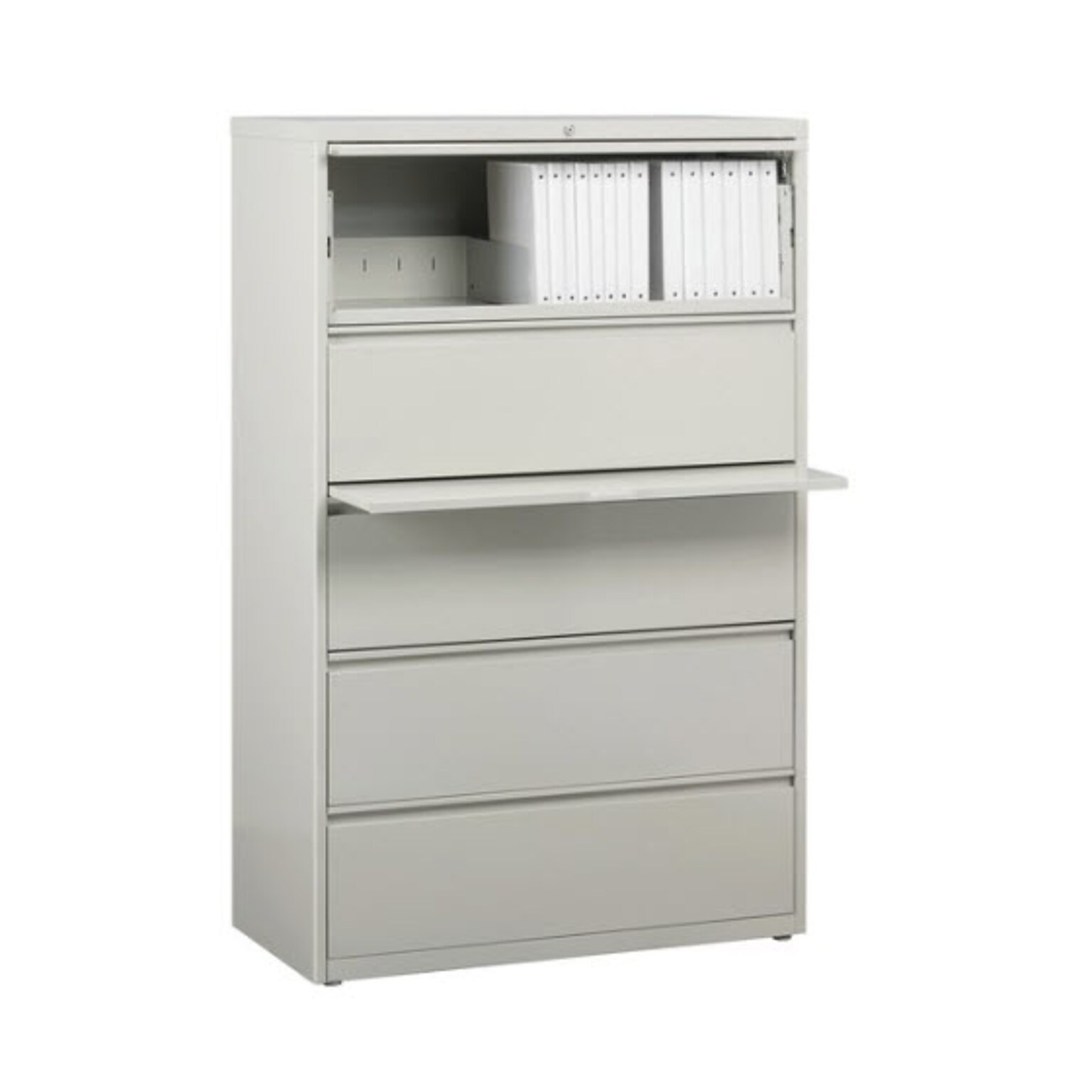 Lorell Fortress Series 5-Drawer Lateral File, 36W x 18.6D x 67.7H, Legal/Letter, Light Gray (LLR60442)