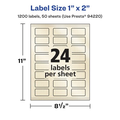 Avery Pearlized Ivory Rectangle Multipurpose Labels, 1" x 2", Ivory, 1200/Box (94220)