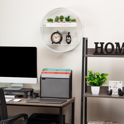Mind Reader 2 Metal Circular Floating Shelves, 18 x 4 x 18, White (WALLCIR-WHT)