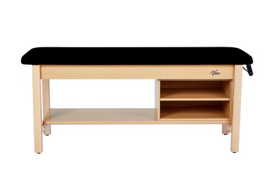 Aristo Wood H-Brace Physician Exam Table with Shelf, Cabinet, Paper Cutter, and Holder, 500lbs. Capacity, Black