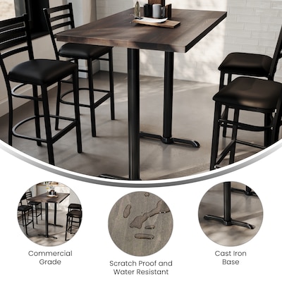 Flash Furniture Bennett Wooden Commercial Indoor Table, 48" x 30", Dark Brown Top/Black Base (GSF3048DBT0522B)