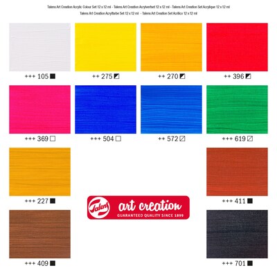 Talens Art Creation Acrylic Paint, Assorted Colors, 12mL, 12/Set, 2 Sets/Bundle (TLN9021812M-2)