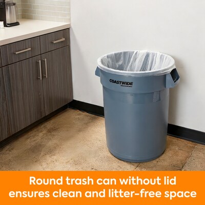 Coastwide Professional™ Plastic Trash Can with no Lid, Gray, 32 Gal. (CW50716)
