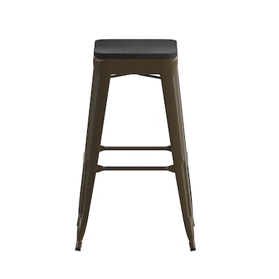 Flash Furniture Cierra Industrial Metal Indoor Bar Height Stools without Back, Gunmetal/Black, 4-Pieces/Pack (4ET32030GNRPL2B)