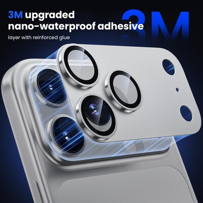 SaharaCase ZeroDamage Titanium Camera Lens Protector for iPhone 17 Pro Max, 2/Pack, Silver (ZD00191)