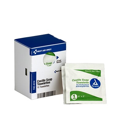 First Aid Only® SmartCompliance™ Refill, Castile Soap Wipes, 10/Box (FAE-4014)