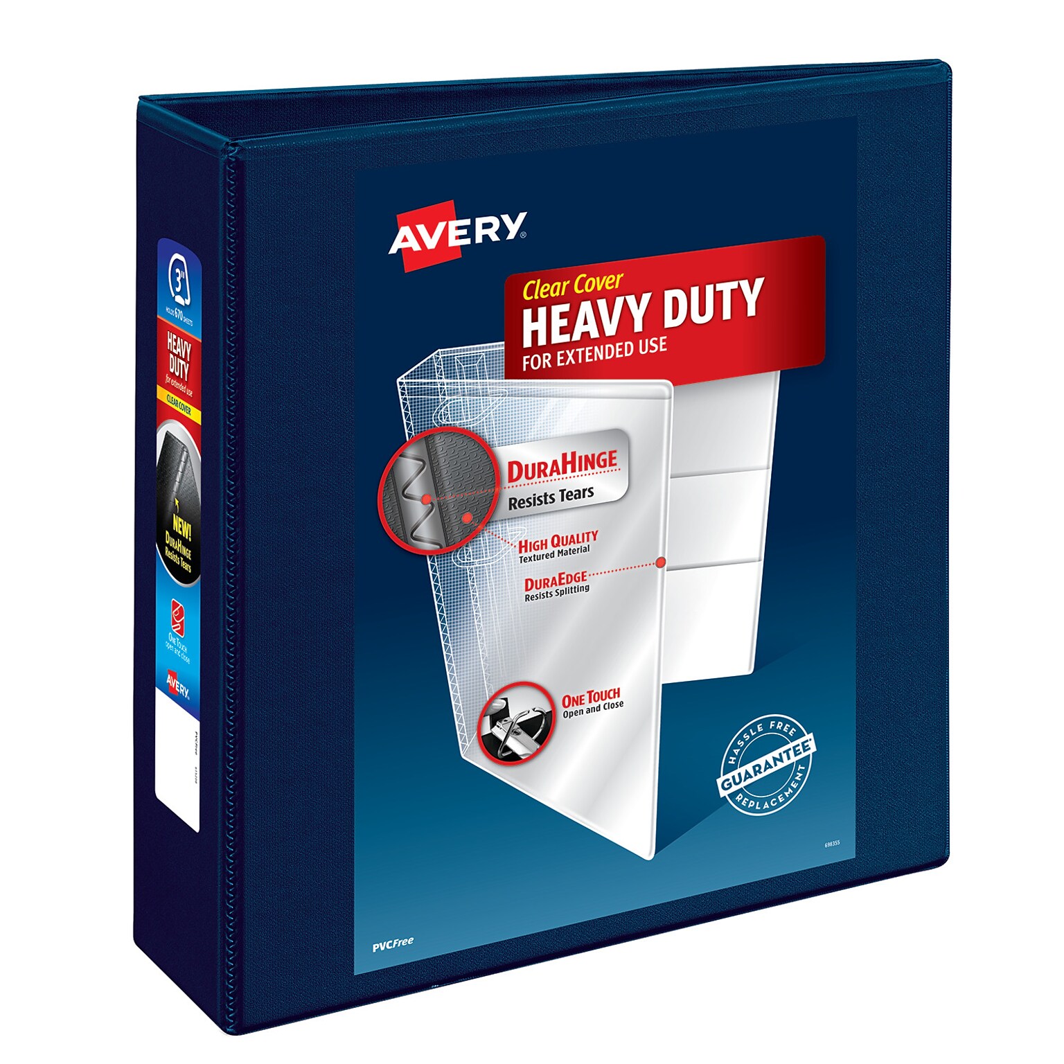 Avery Heavy Duty 3 3-Ring View Binders, D-Ring, Navy Blue (79803)