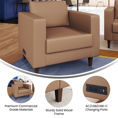 Flash Furniture Hercules Artemis LeatherSoft Reception Chair, Cognac (ZB89211SCOGNAC)