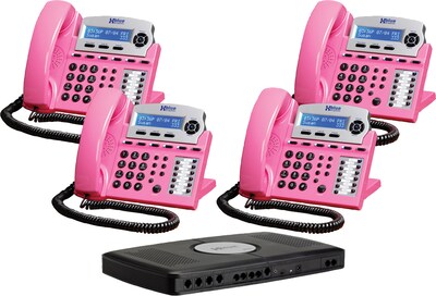 Xblue® X16 Self-Install Digital Telephone System Bundle; 4-Pack, Pink