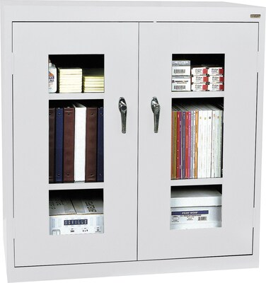 Sandusky® Steel Clear View Storage Cabinet; Counter Height, 42Hx36Wx18D, Dove Grey