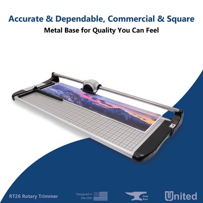 United Commercial 26" Rotary Paper Trimmer, Silver/Black (RT26)