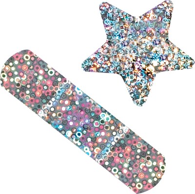 Glitter Stars And Strips Adhesive Bandages; 100 PCS