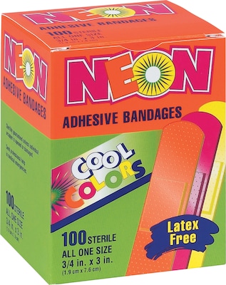 Neon Adhesive Bandages; 100 PCS