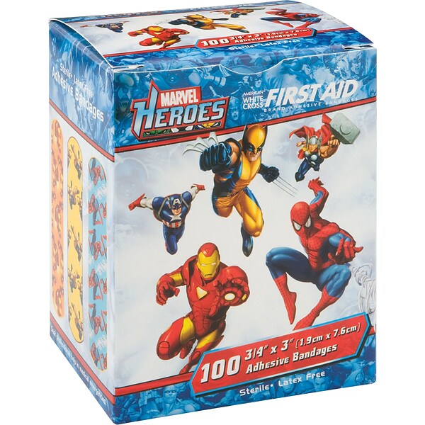 Spidey, Wolverine, Iron Man Adhesive Bandages; 100 PCS