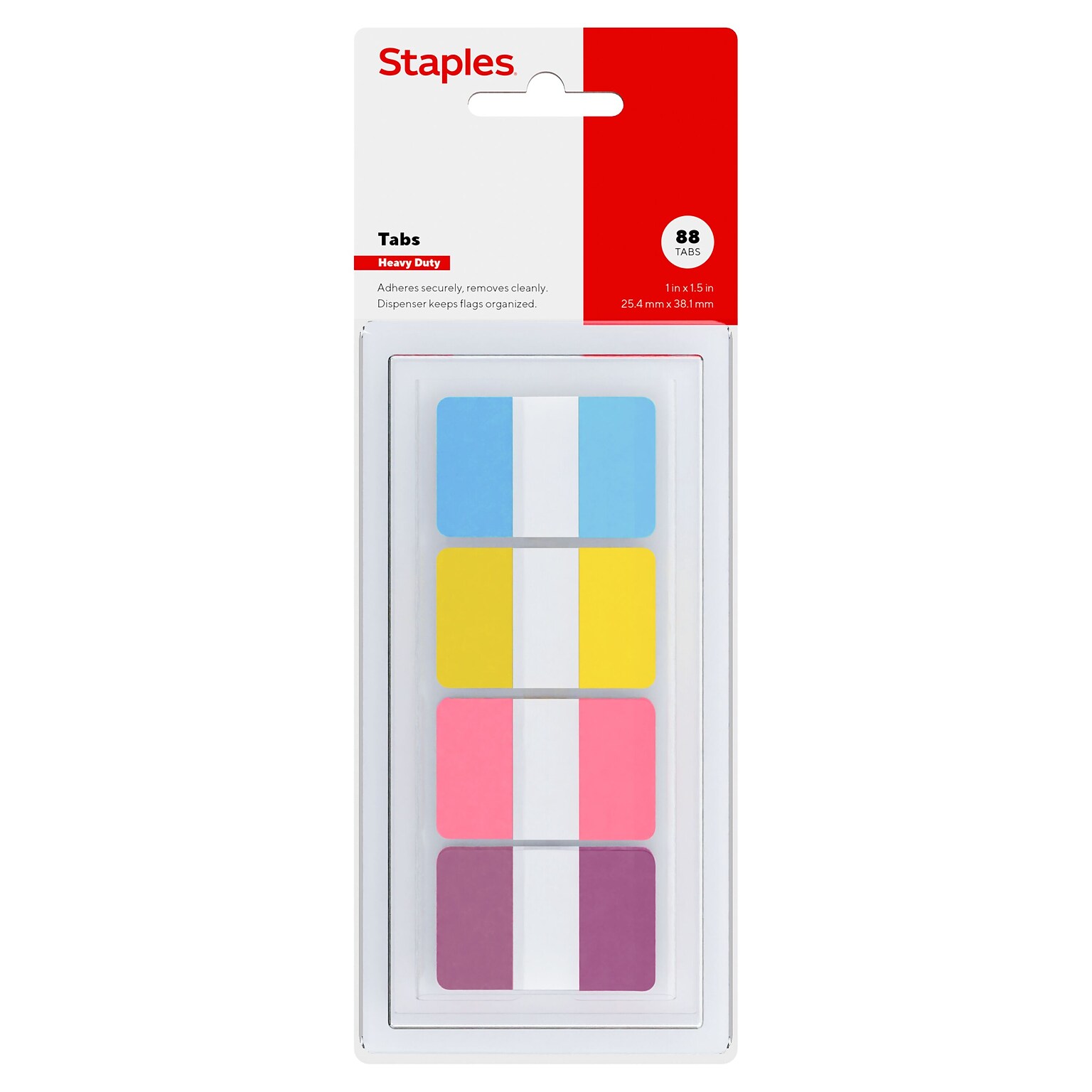 Staples Tabs, 1 Wide, Assorted Colors, 88 Tabs/Pack (ST62897)