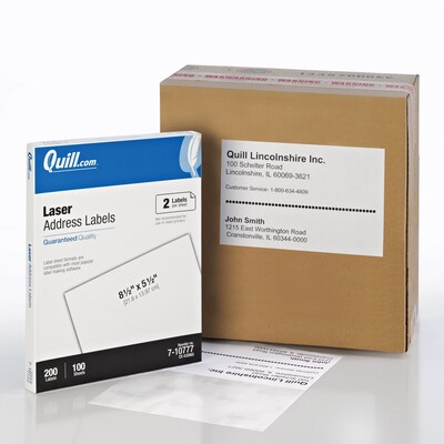 Quill Brand® Laser Address Labels, 5-1/2 x 8-1/2, White, 200 Labels (Comparable to Avery 5126)