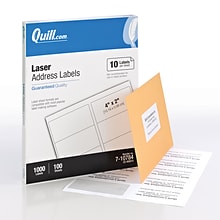Quill® Laser Address Labels; White, 2x4, 1000 Labels, Comparable to Avery 5163