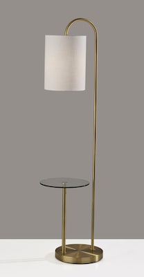 Adesso Amira 64"H Antique Brass Floor Lamp with Drum Shade (4062-21)