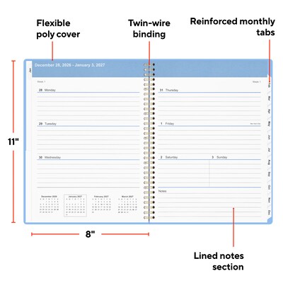 2027 Staples 8 x 11 Weekly & Monthly Planner, Eternal Blue (ST63609-27)