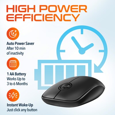 Delton S15 Wireless Ambidextrous Optical Mouse, Black (DMS15-WB)