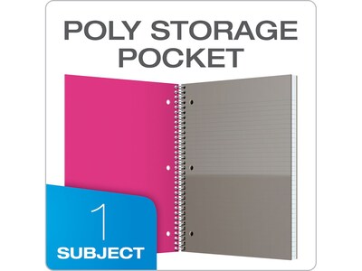Oxford 1-Subject Plastic Notebooks, 9" x 11", College Ruled, 100 Sheets, Each (10590)