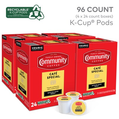 Community Coffee Cafe Special Coffee, Keurig K-Cup Pod, Medium-Dark Roast, 96/Carton (5000374325CT)