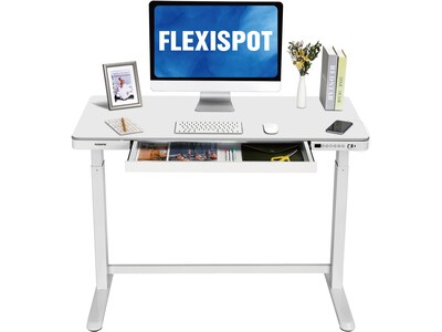 FlexiSpot EW8 48W Rectangular Adjustable Metal Standing Desk, White (EW8W)