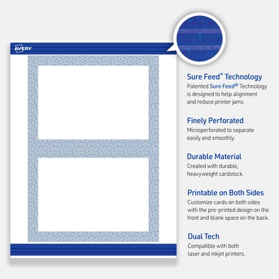 Avery Rectangle Cards, 5" x 7", Polka Dots Border, 60/Pack (S00-F8C)