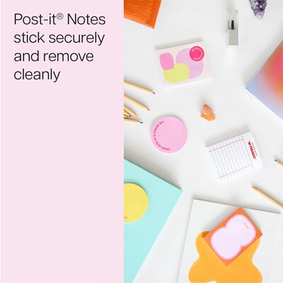 Post-it Mini List Notes Combo Pack, 3" x 3", Assorted Collection, Lined, 75 Sheet/Pad (W25-34-2)