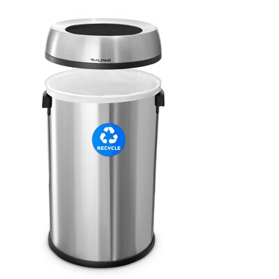 Alpine Industries Stainless Steel Recycling Bin, 17 Gallon, Silver (ALP470-65L-R)