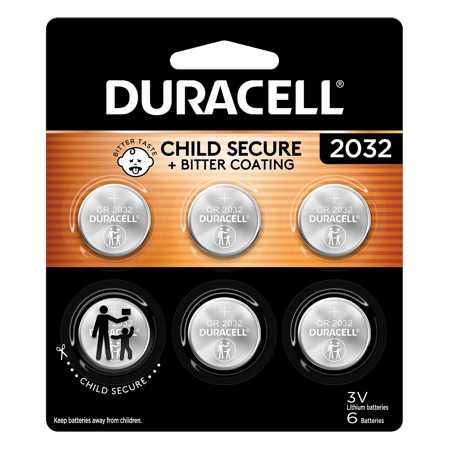 Duracell 2032 3V Lithium Coin Battery, 6/Pack (DURDL2032B6PK)