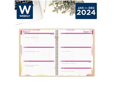 2024 AT-A-GLANCE Watercolors 8.5" x 11" Weekly & Monthly Planner, Multicolor (791-905G-24)
