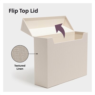 Smead 40% Recycled Fabric/Canvas File Box Attached Flip Top, 13" x 10", Beige (70232)