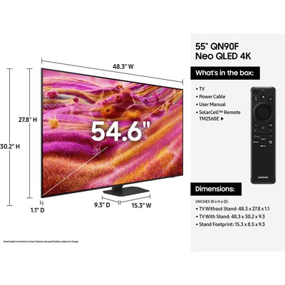 Samsung Neo QN90F 55” Smart QLED 4K UHD AI Enabled TV (QN55QN90FAFXZA)