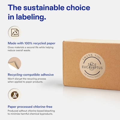 Avery Round Laser/Inkjet Multipurpose Labels, 2" Round, Kraft Brown, 20 Labels/Sheet, 15 Sheets/Pack (19479311171)