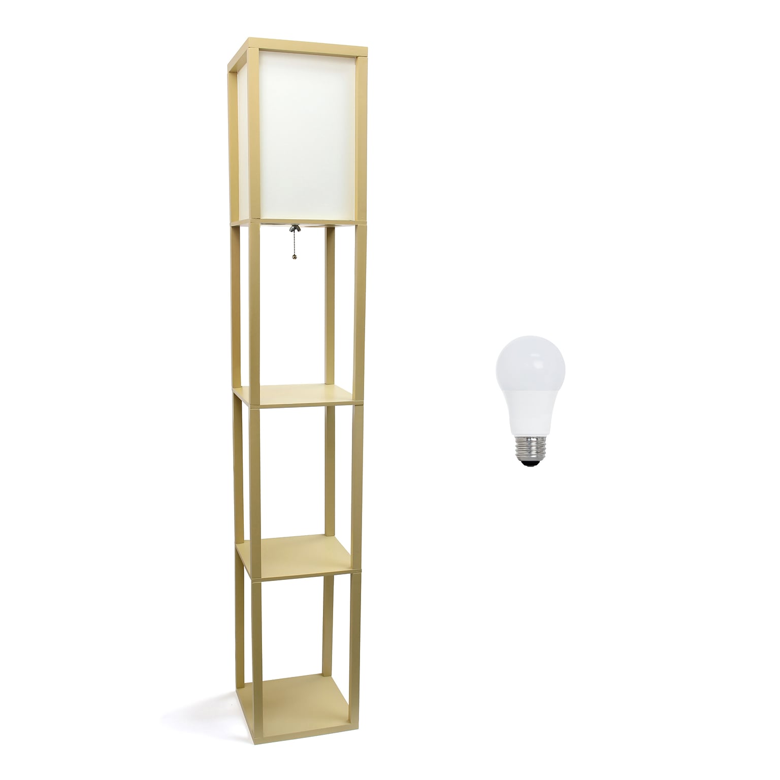 Creekwood Home Classix 62.5 Wood Floor Lamp with Rectangular Shade, Tan (CWF-3007-TN-LB)