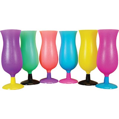 Plastic Transparent Hurricane Cups; Assorted Neon Colors, 15oz., 144/Case