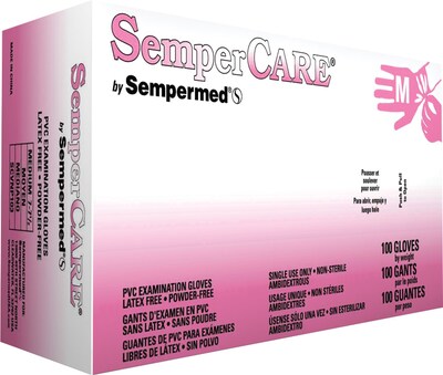 Sempermed Sempercare® Vinyl Exam Glove; Medium, 10 BX/CS, 100/BX