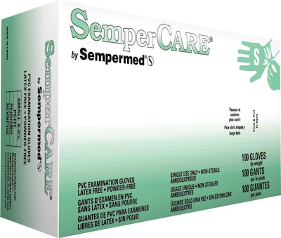 Sempermed Sempercare® Vinyl Exam Glove; Small, 100/Box